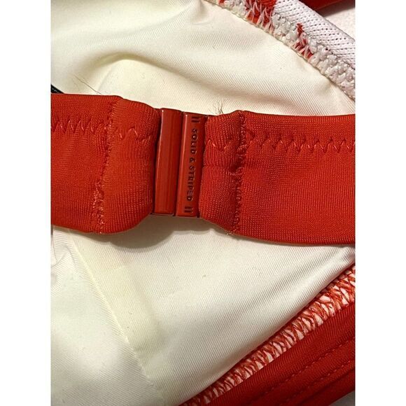 Solid & Striped The Morgan  Scoop Neck Bikini Top In Lipstick‎ Red Gingham XL - Picture 7 of 11